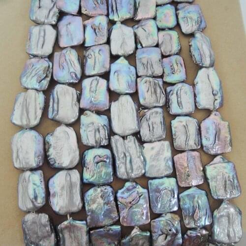 Free shipping BLACK pearl beads,100% freshwater loose pearl with rectangle baroque shape, BIG 20mm BLACK rectangle pearl