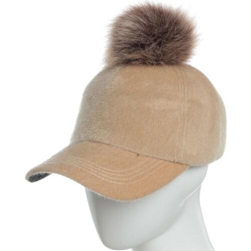 Baseball cap For Women Lovely pompon Comfort and warmth pleuche Retro Baseball cap Pure color Adjustable leisure Hip Hop hat