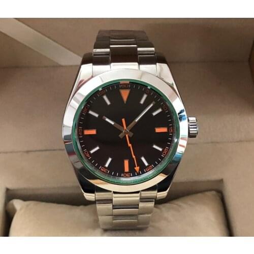 Sapphire crystal 40mm GEERVO black dial Asian Automatic Self-Wind movement mens watch Mechanical Wristwatches 77A