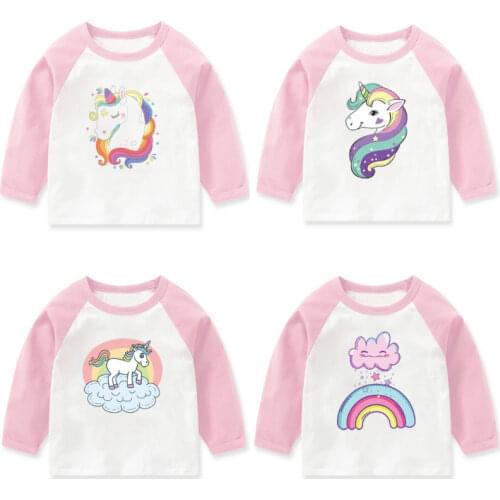 Kids Girls Long Sleeve Autumn T-Shirt Cartoon Unicorn Printed Children Todder Top Clothing