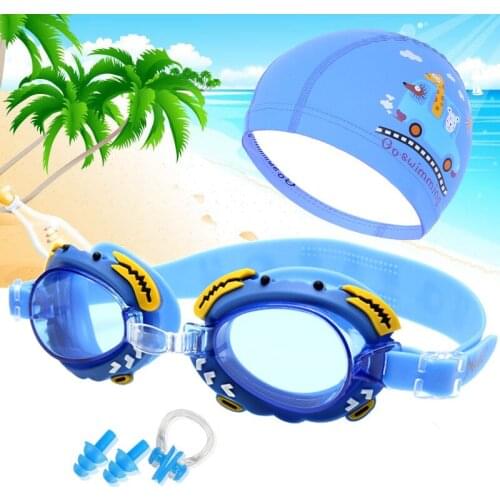 2020 Children Swimming Glasses Cartoon Kids Swim Caps Ear Plug Professional Fish Crab eyewear arena Waterproof Swimming Goggles