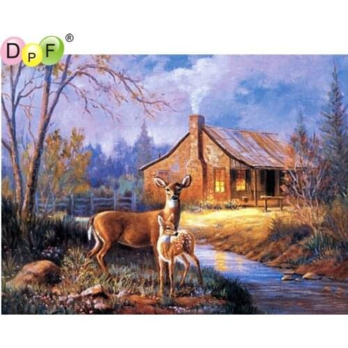 DPF DIY The deer homes 5D wall painting home decor diamond embroidery crafts diamond mosaic square diamond painting cross stitch