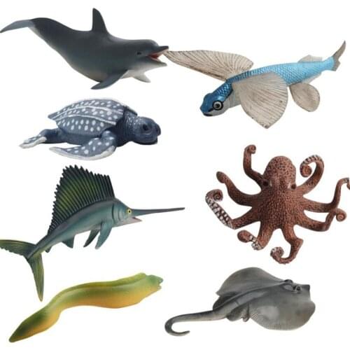 NEW Simulation Marine Animals Model Girls Boy Toys Sailfish Plough Octopus Flying Fish Eel Ornaments Kids Toy Learning Education