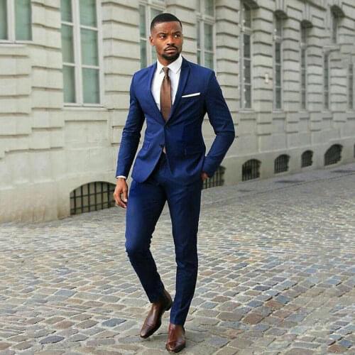 Classic Blue Suits Business Men 2019 Groom Tuxedo for Wedding Suits Man Blazer Costume Homme Slim Fit Terno Masculino 2Piece