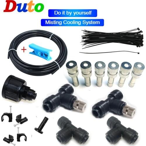 DIY Outdoor Misting Cooling System Kit fog system quick connect nozzle Irrigation Mister Line 7-20M System orifice 0.4mm