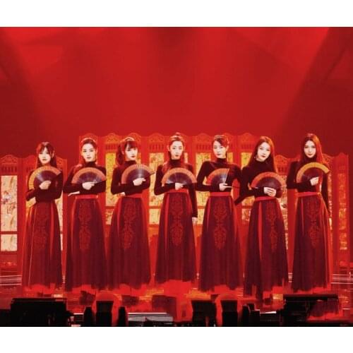 Kpop Chinese Style Girl Group Stage Black Slim Long Sleeve T-Shirt Tops+Red Loose Embroidery High Waist Skirts Dresses Women Set