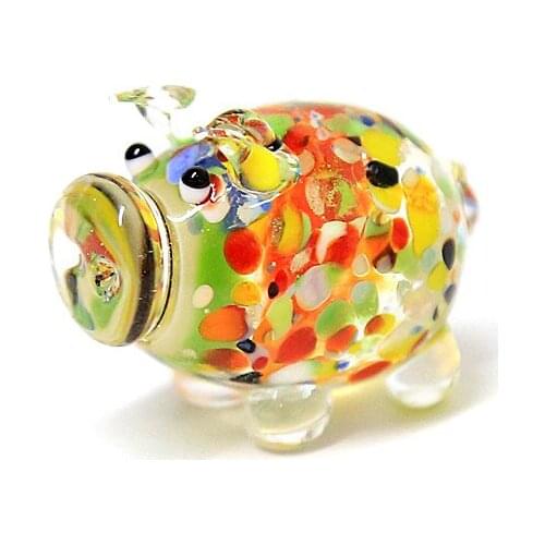 Handmade Lampwork Colorful Miniature Murano Glass Pig Figurines Gifts For Kids Home Decoration Cute Mini Animal Crafts Ornaments