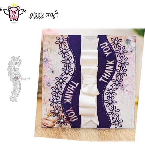 Piggy Craft metal cutting dies cut die mold Thank you letter border Scrapbook paper craft knife mould blade punch stencils dies