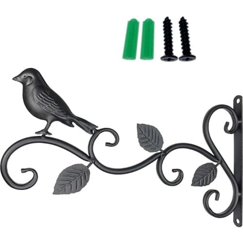 Wall Hanging Plant Bracket Wrought Iron Flower Basket for Feeders Wind Chimes