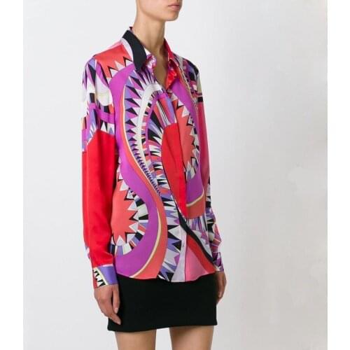 The latest Italian brand fashion knitting slim plus size printing long sleeve shirt