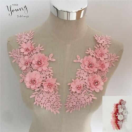 New arrive 3D Flower Lace Collar ABS pearl Embellishment Lace Neckline Embroidery DIY Decorative Clothing Sewing Accessories