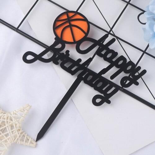 New Basketball Acrylic Cake Topper Creative Happy Birthday Cake Topper For Kids Boys Birthday Sports Party Cake Decorations