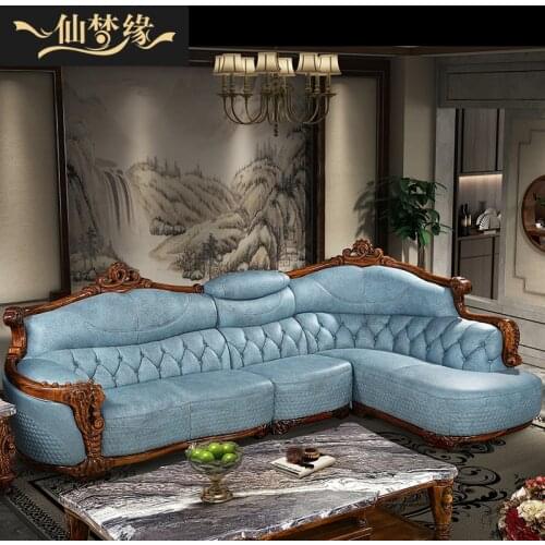 European villa luxury new Chinese style thickened leather sofa