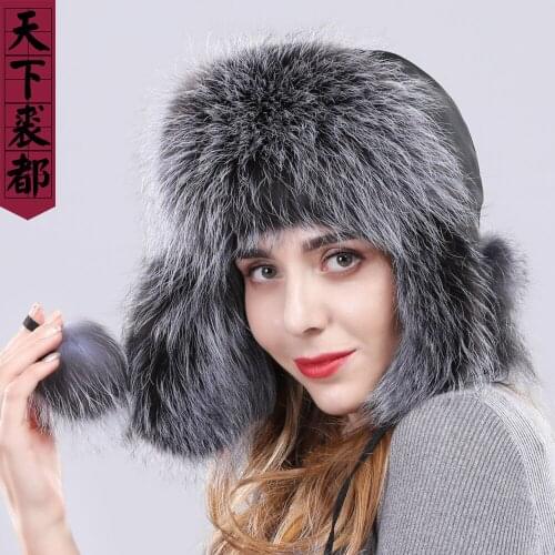 New Style Women Winter Genuine Fox Fur Hat Russia Lady Fashion 100% Natural Real Fox Fur Cap Casual Warm Real Red Fox Fur Caps
