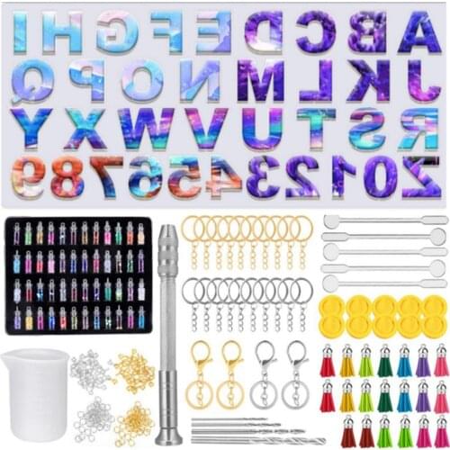 Reversed Letter Mold Sturdy Alphabet Number Silicone Mould Clay Epoxy Resin Casting Tool Keychain Pendant Jewelry Diy Craft Mold