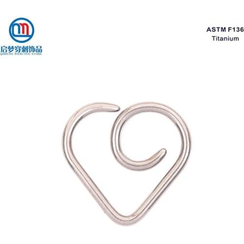 High Polished G23 Titanium Daith Heart Tragus Earrings Ear Clips