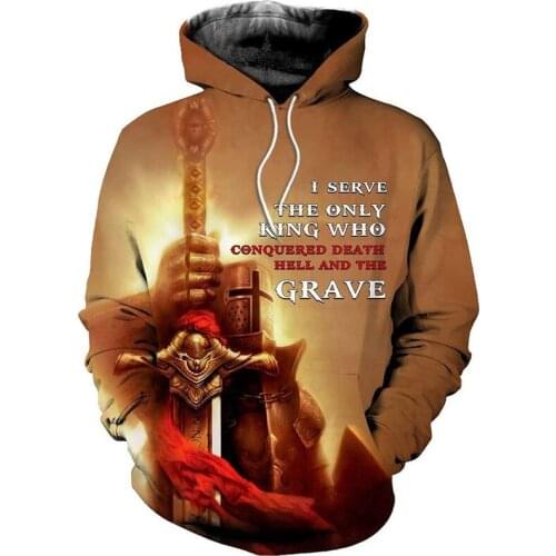 3D full print of the real Knight Templar New Street hip hop casual Hoodie fashion sweatshirt