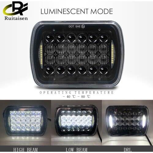 5X7 7X6 inch Rectangular Sealed Beam LED Headlight With DRL for Jeep Offroad YJ Cherokee XJ H6014 H6052 H6054 LED