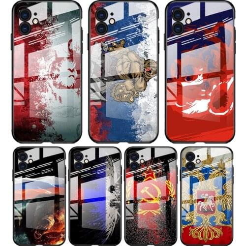 Russia Russian Flags Emblem For Apple iPhone 13 12 11 8 7 6S XS XR SE X 2020 Pro Max Mini Plus Tempered Glass Phone Case