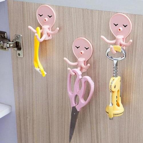 Kitchen Bathroom Cartoon Octopus Cute Hook Strong Adhesive Towel Bathroom Hanger
