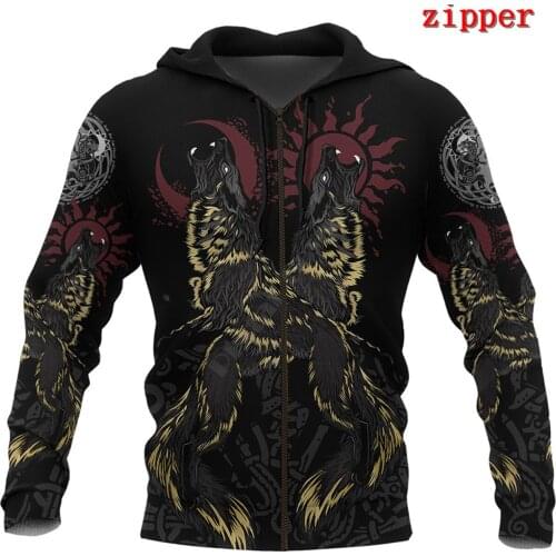 Viking Tattoo 3D Hoodies Printed Harajuku Coat Jacket Men For Women Fashion Zipper hoodies Drop Shipping 10
