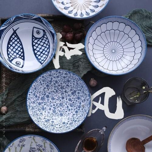 Japanese Rice Bowl Ceramic Bowls For Kitchen Japan Style Ramen Cutlery Soup Fruit Noodle Dinnerware Ceramics Large Pasta Bowl