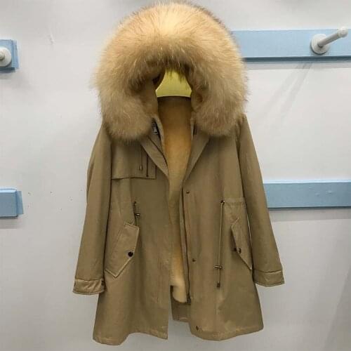 2019 Winter Jacket Women New Fashion Rabbit Fur Coat Imitation Mink Liner Overcoat Luxurious Outerwear