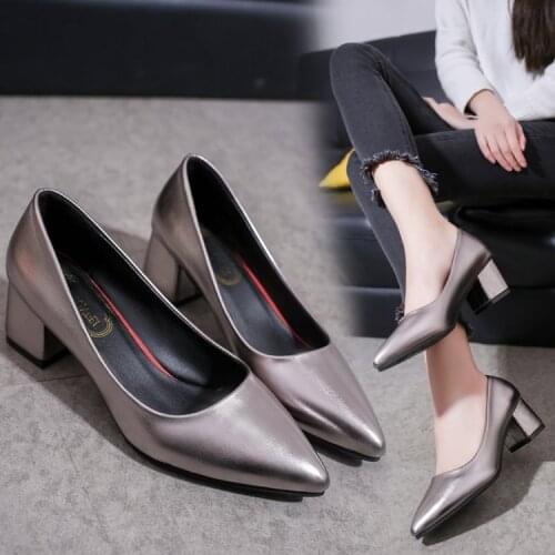 Burst womens shoes high heels fashion set-piece single-shoe tip shallow womens shoes Breathable lightweight wear-resistant