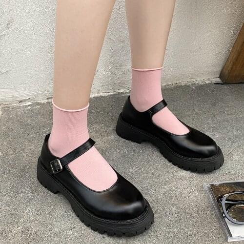 Mary Jane Shoes for Women 2021 Autumn Chunky Platform Ankle Strap Pumps Woman Thick Bottom Lolita Shoes cute Harajuku shoes