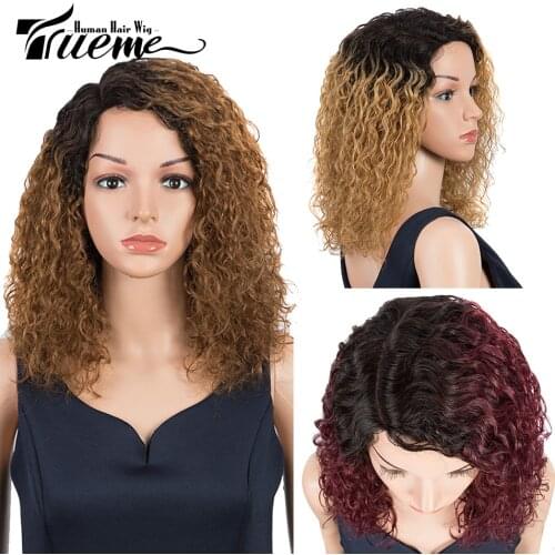 Trueme Ombre Part Lace Wig Remy Brazilian Water Wave Lace Front Human Hair Wigs Ombre Brown Red Black Green Curly Lace Wig