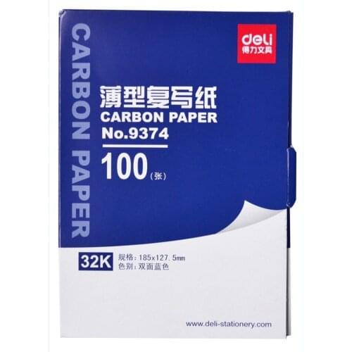 1 bag 100sheets blue color carbon paper include 3 red ones 32k 127.5x185mm good quality for accounting Deli 9372
