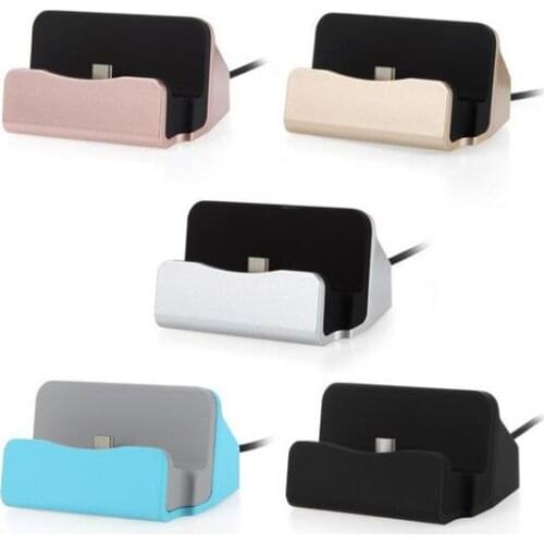 100pcs For Iphone6 7 7plus Micro USB Charge Sync Type C Android Mobile Phone Dock Charger Docking Stand Station Cradle with pack