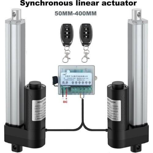 12V 24V 50-400MM Stroke Super Quiet Synchronous linear actuator with 2 Remoto Controller 1500N 3000N 4000N Thrust DC Gear motor
