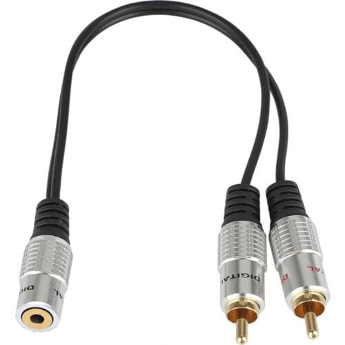 2 RCA Port Male to 3.5mm Plug Female Two-way AUX Phono Jack Adapter Connector Cable For DVD TV Computer Audio Transmitting