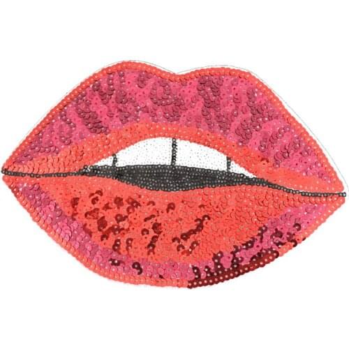 2pcs/lot Sequins Lips Patch for Clothes DIY Embroidered Patches Appliques for clothing Iron-on Patch Paillettes Mouth Patches