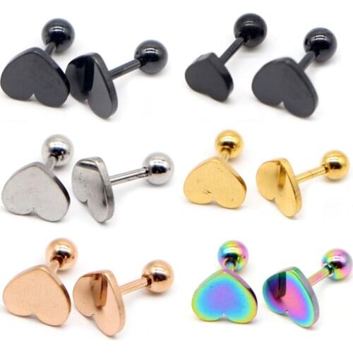 Alisouy 2pcs Stainless Steel Earrings Small Engagement Minimalist Heart Love Stud Gold Silver Color Stud Earrings Cute Gift