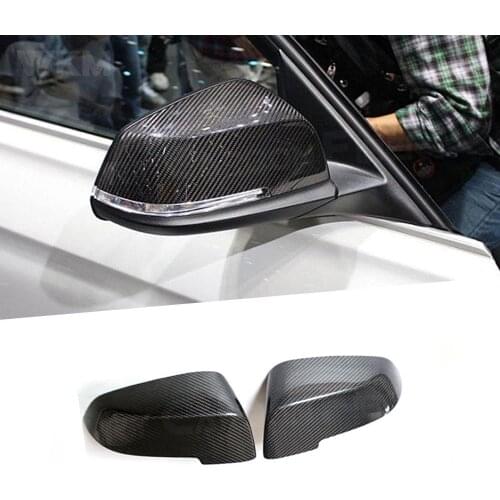 2pcs Carbon Fiber Rear View Mirror Cover Caps Fit for BMW 1 2 3 4 X Series F20 F21 F22 F23 F30 F31 F32 F33 F36 X1 E84 12-17