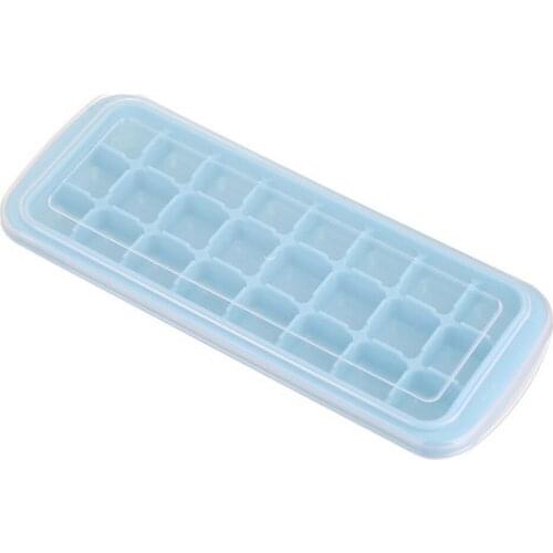 24 Lots Home Made Ice Cube Tray Maker Mold Soft Silicon With PP Lid BPA free Multiple Colors Optional 2021 New Ice making tool