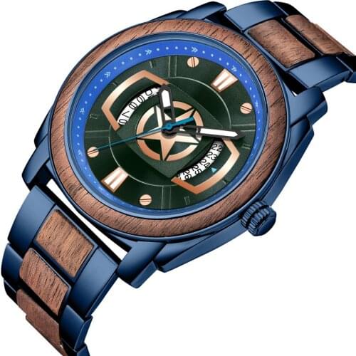 Unique Star Dial Watch Bamboo Wooden Watches Men WristWatch With Date Create Clock Gift saat erkek Dropshipping