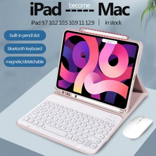 Case and Keyboard Mouse for Ipad 2020 Pro 11 12.9 2018 Case With Pencil Slot For Ipad Air 4 10.9 Air 3 10.5 Air 1 2 9.7 10.2 8th