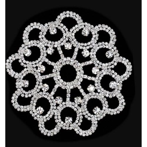 Cusack 10.7 cm Crystal Applique Motif Rhinestone for Wedding Dresses Costumes DIY Crafts Silver Gold Flatback