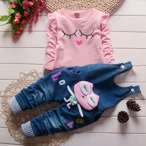 New Baby Girl Clothes TWO PIECES T-shirt and Jeans Girl Suit Bebek Giyim Baby Clothing