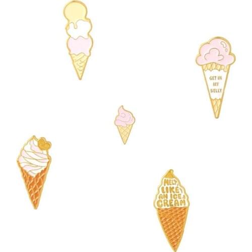 Cartoons Ice Cream Lapel Pins Enamel Badges Fashion Anime Brooches For Women Cute Hijab Pins Metal Vintage Style Brooches Badges
