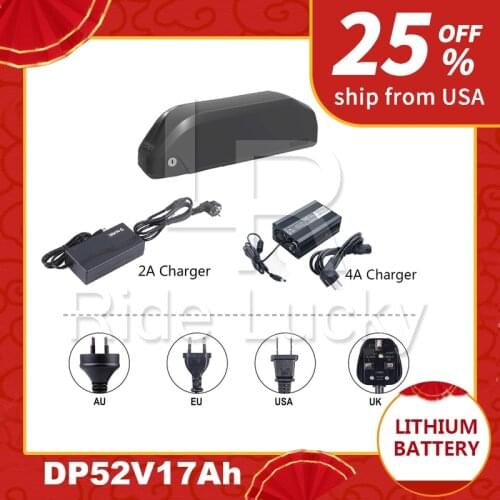 18650 52v 17ah with 2A 4A faster charger electric bike lithium battery pack for 1000w 1500w 2000w ebike kit