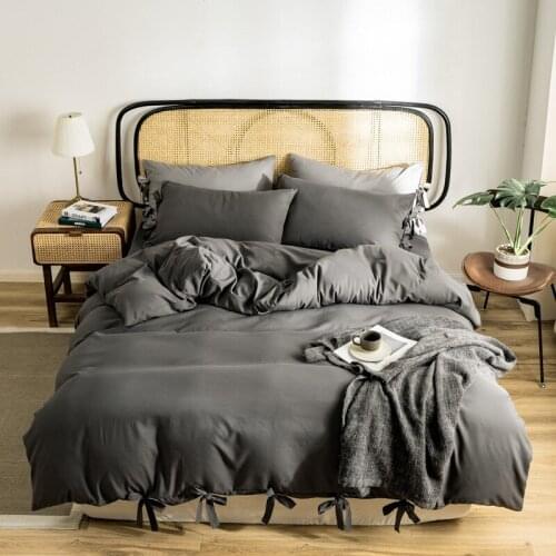 FourPiece Set Solid Color Duvet Cover Quilt Bedding Set Double Twin Full King Bed Size Bedding Linens Adult Sheet