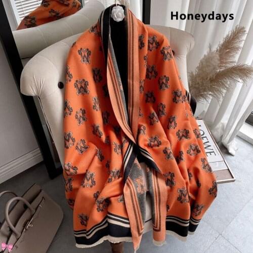 Fashion Horse Pattern Cashmere Shawl Warm Pashmina Blanket Women Decoration Thick Scarf Tassel Style Scarves Wrap Shawls Bufanda