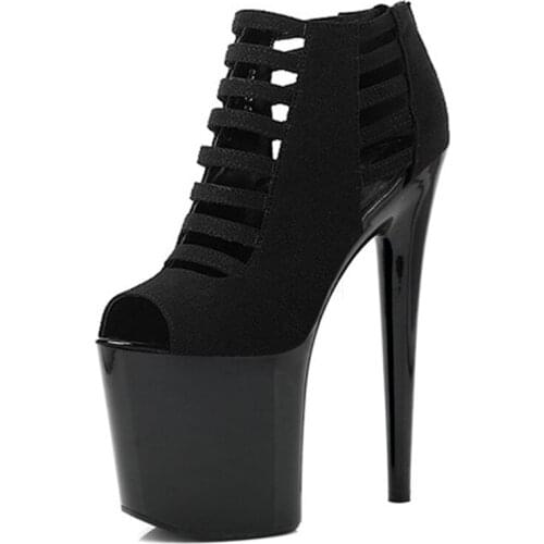 The 17-20cm stage of the super black high heels shows the sandals of the nightclub fashion womens shoes