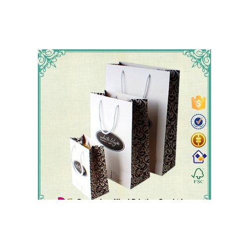 Wholesale good quality black luxury glossy paper shopping bags for clothes shoes packing custom free gold logo print factory