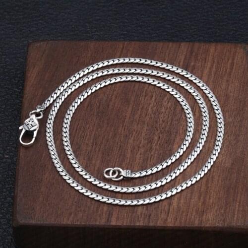 Wholesale S925 Sterling Silver Retro Thai Silver 3mm Whip Rope Men And Women Necklace Hipsters Wild Personality Fashion Necklace