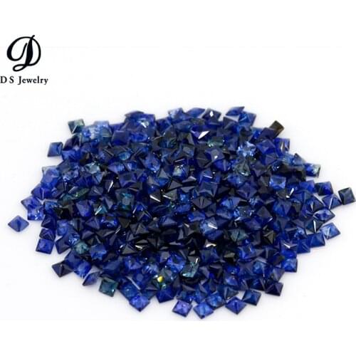 Size 1.5x1.5mm Square Shape Princess Cut Natural Sapphire Loose Gemstone Jewelry Diy Blue Gem Stone of Jewellery Necklace Ring
